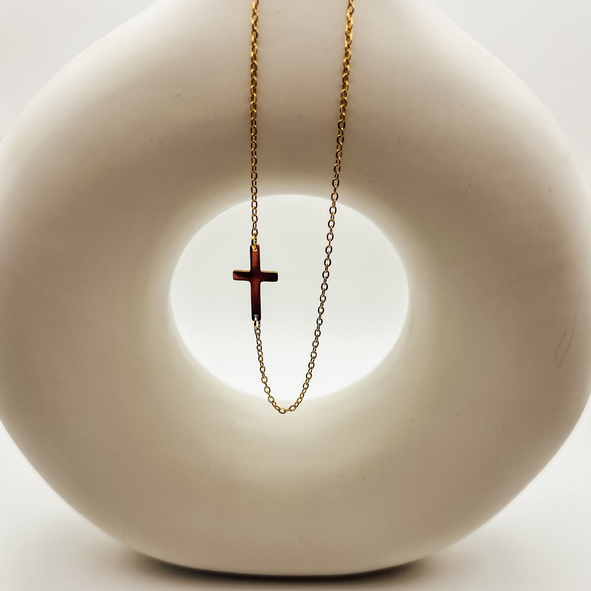 FIONA GRACE Necklaces Sideways Cross Necklace in Gold