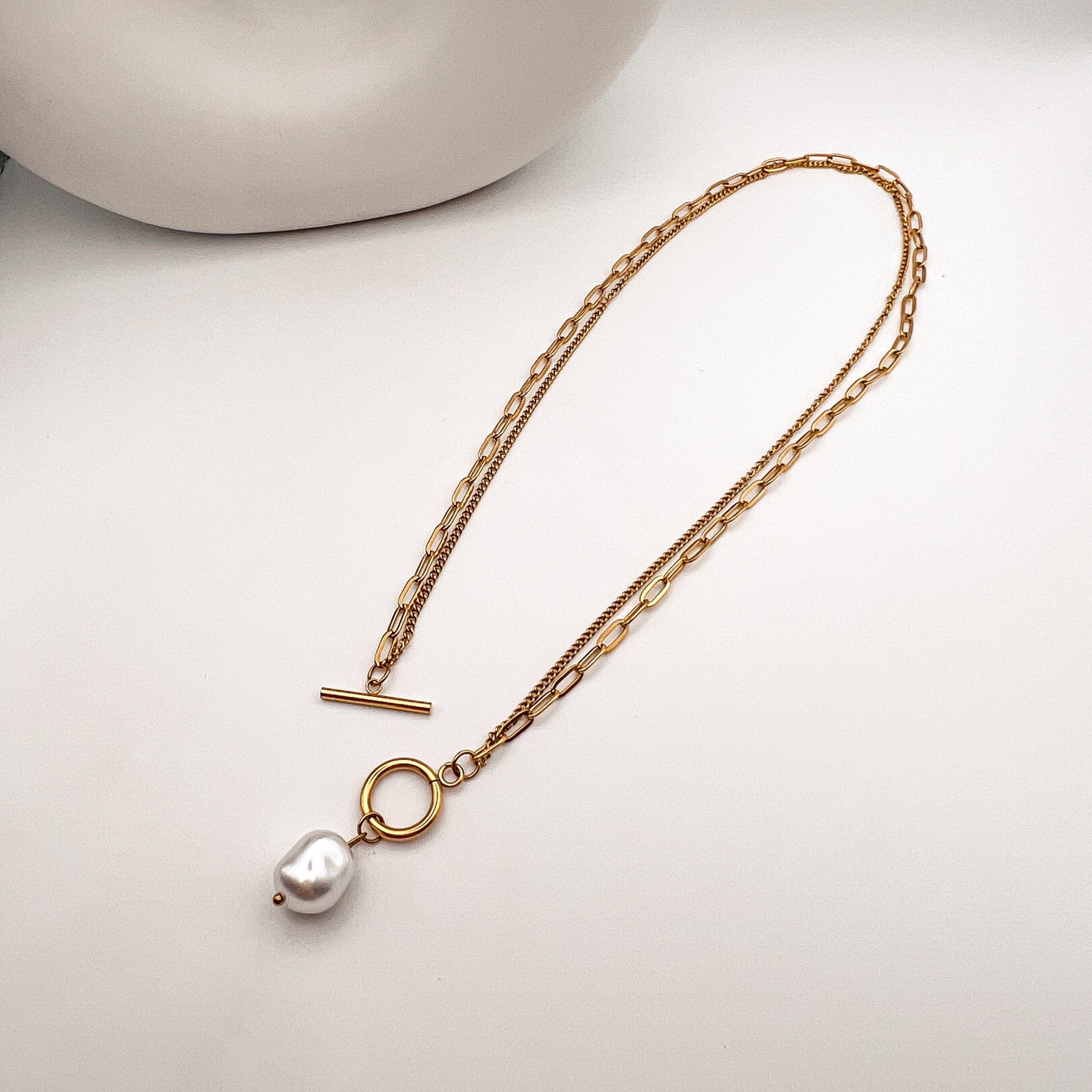 FIONA GRACE Necklaces Single Pearl Toggle Clasp Necklace