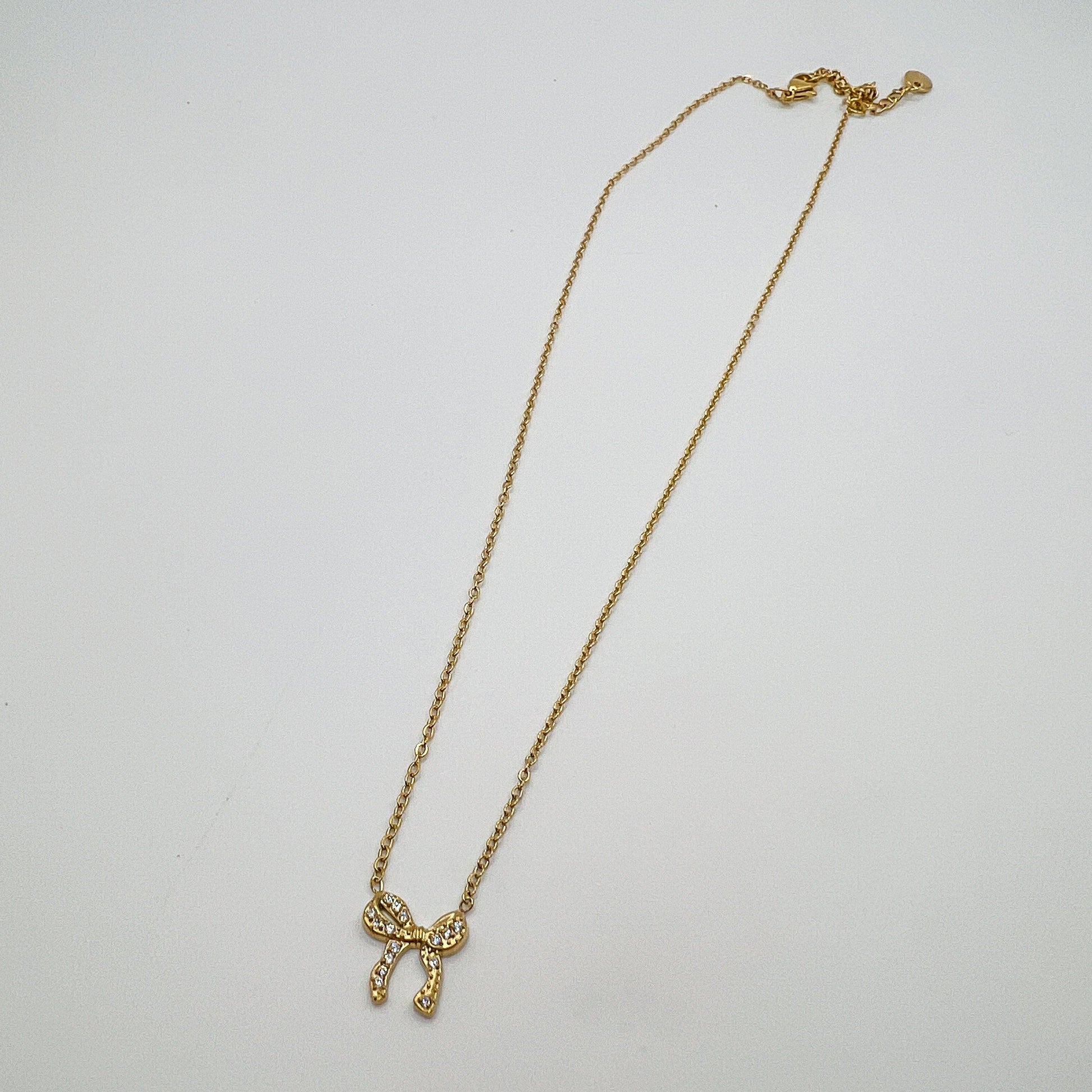 FIONA GRACE Necklaces Small Gold Bow Necklace – Dainty Waterproof Everyday Necklace