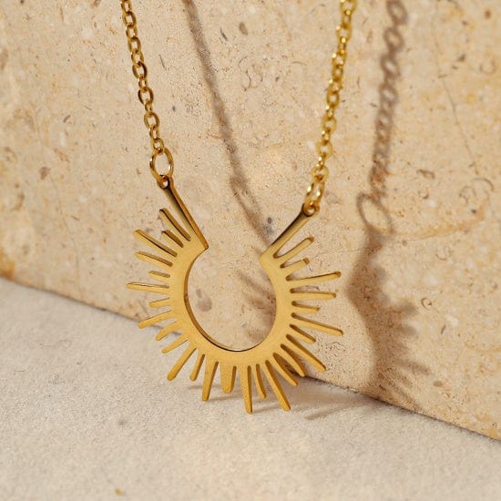 FIONA GRACE Necklaces Sun Rays Necklace, Celestial, 14k Gold, Waterproof