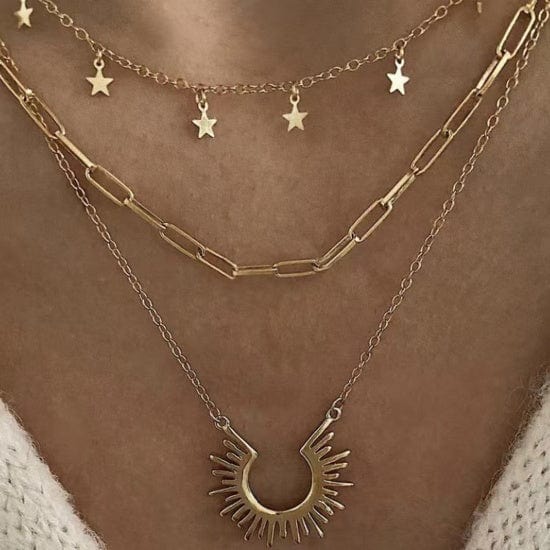 FIONA GRACE Necklaces Sun Rays Necklace, Celestial, 14k Gold, Waterproof