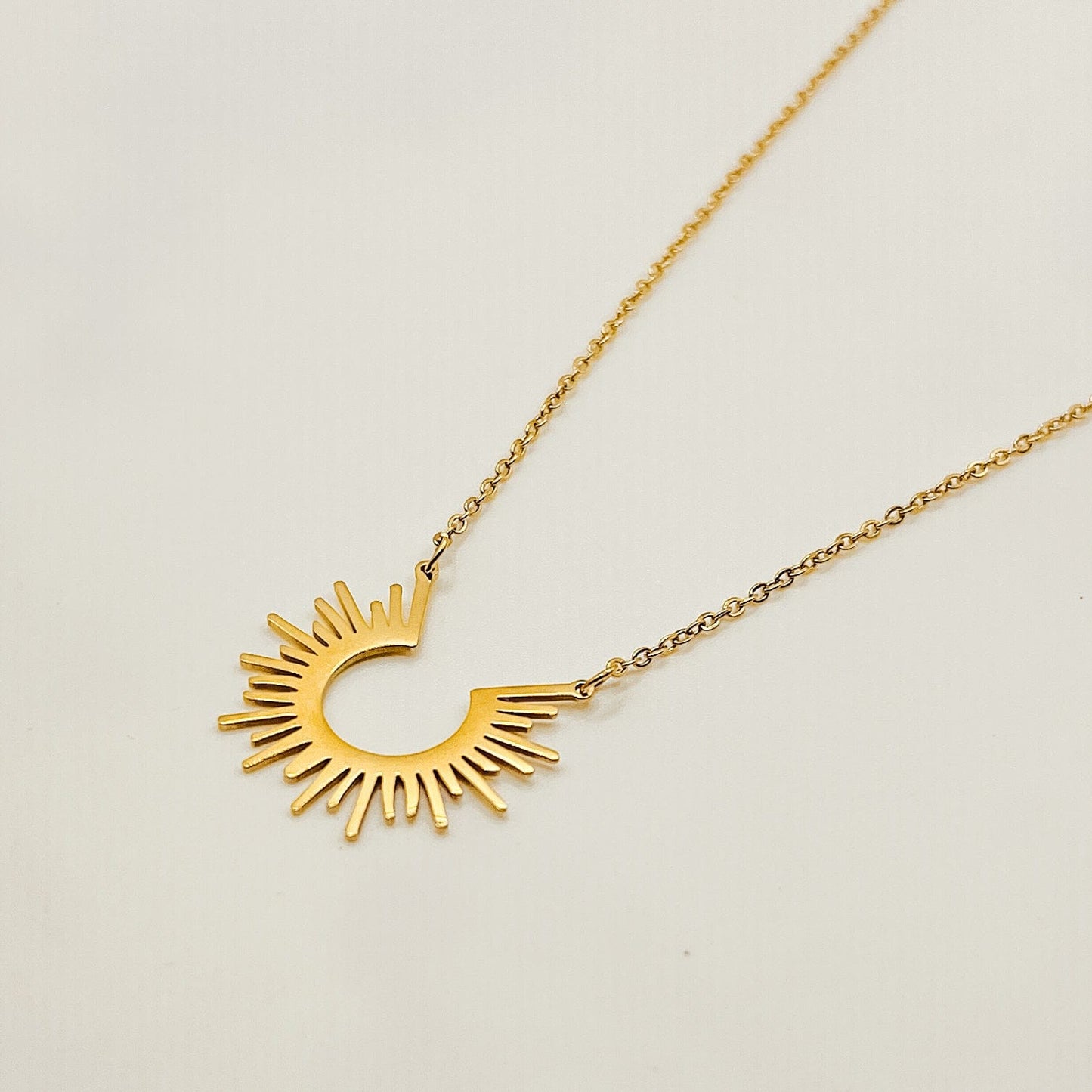 FIONA GRACE Necklaces Sun Rays Necklace, Celestial, 14k Gold, Waterproof