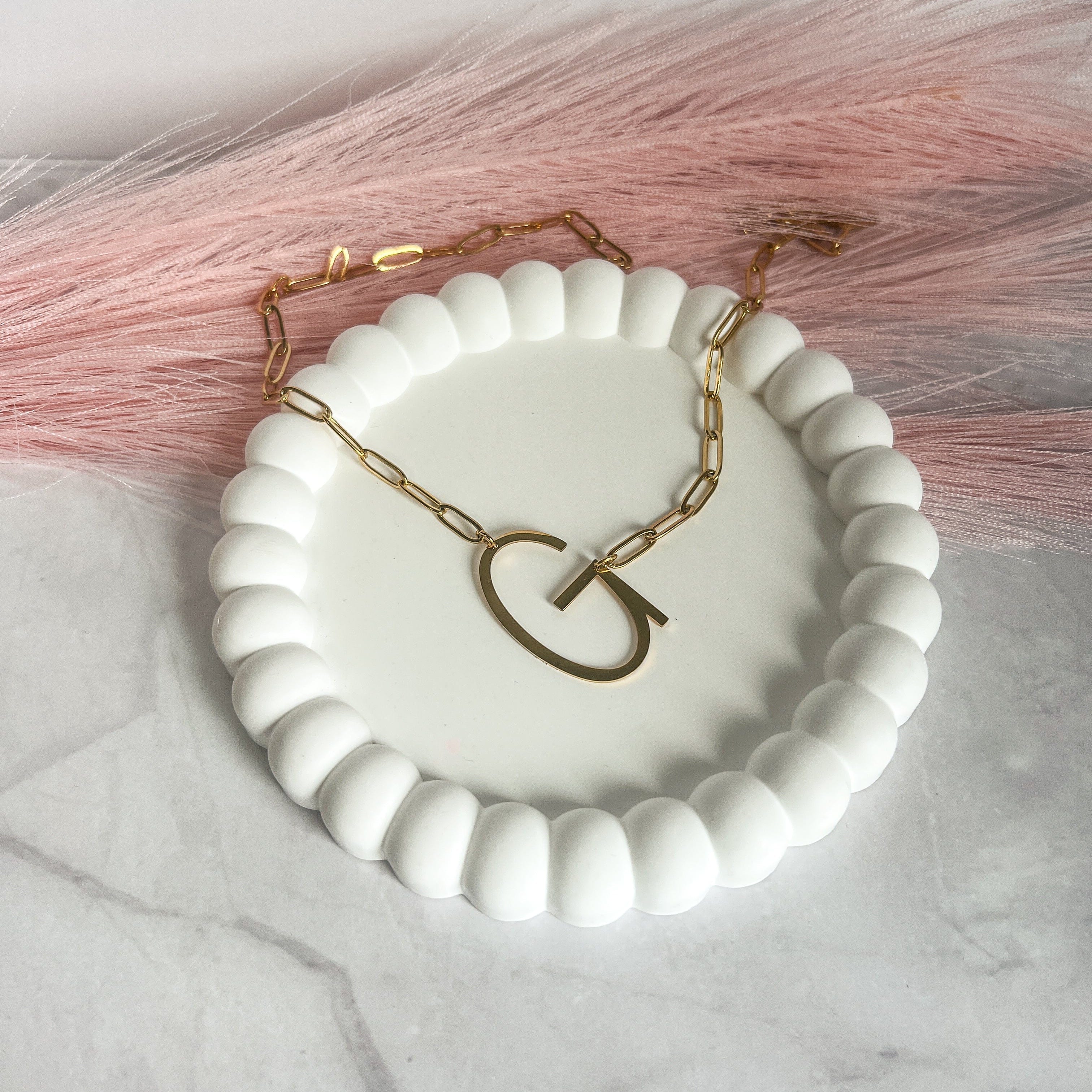 FIONA GRACE Necklaces The Sideways Initial Necklace – Waterproof 18K Gold