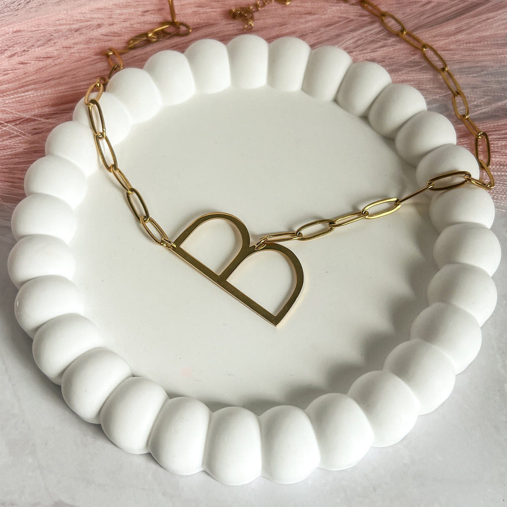 FIONA GRACE Necklaces The Sideways Initial Necklace – Waterproof 18K Gold