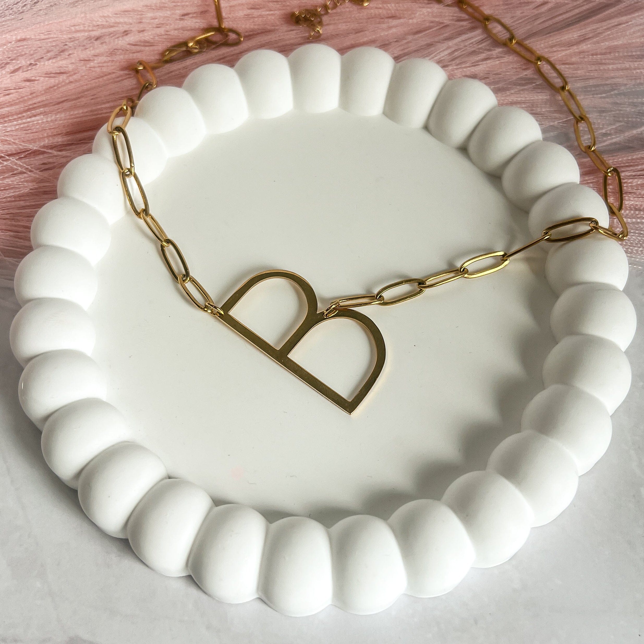 FIONA GRACE Necklaces The Sideways Initial Necklace – Waterproof 18K Gold