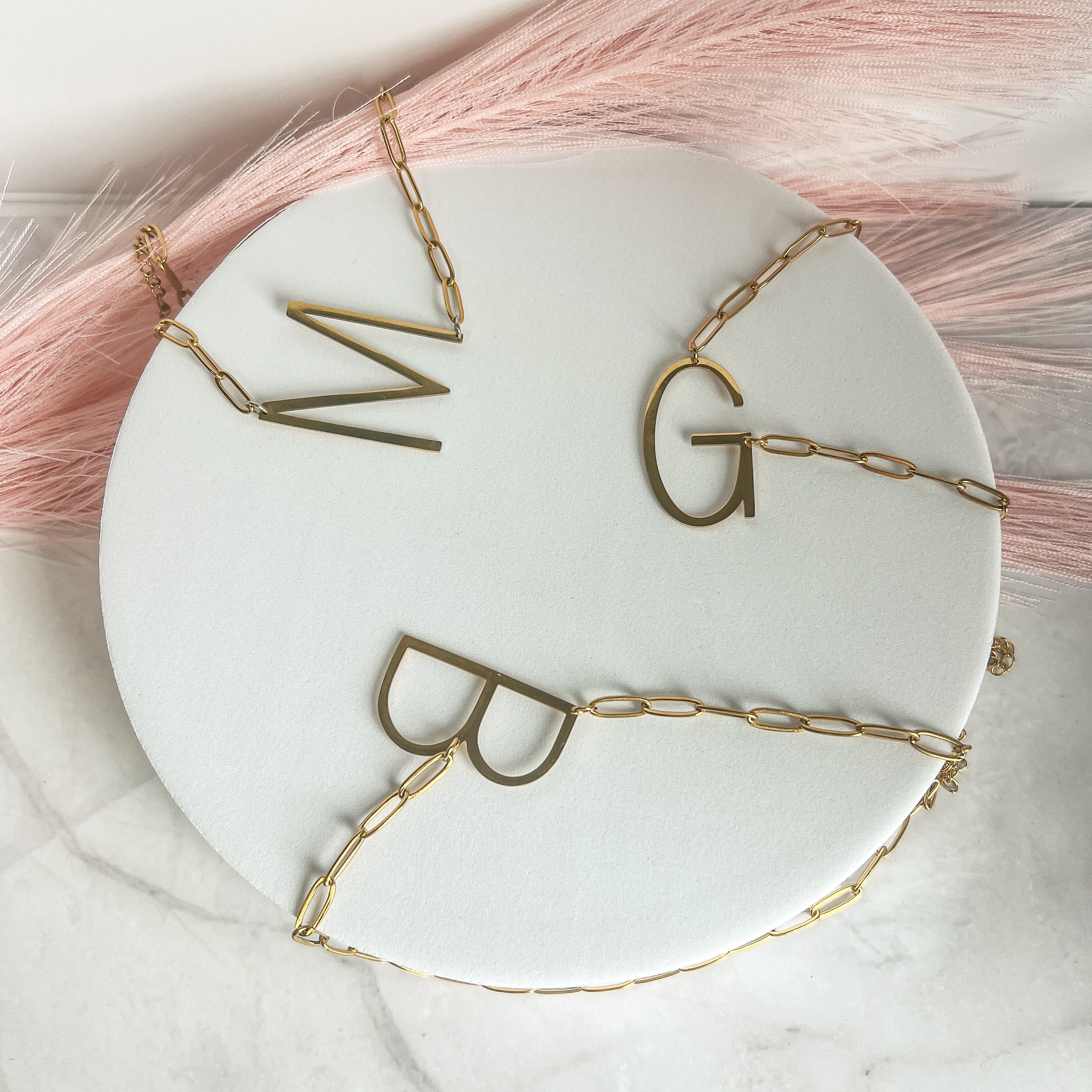 FIONA GRACE Necklaces The Sideways Initial Necklace – Waterproof 18K Gold