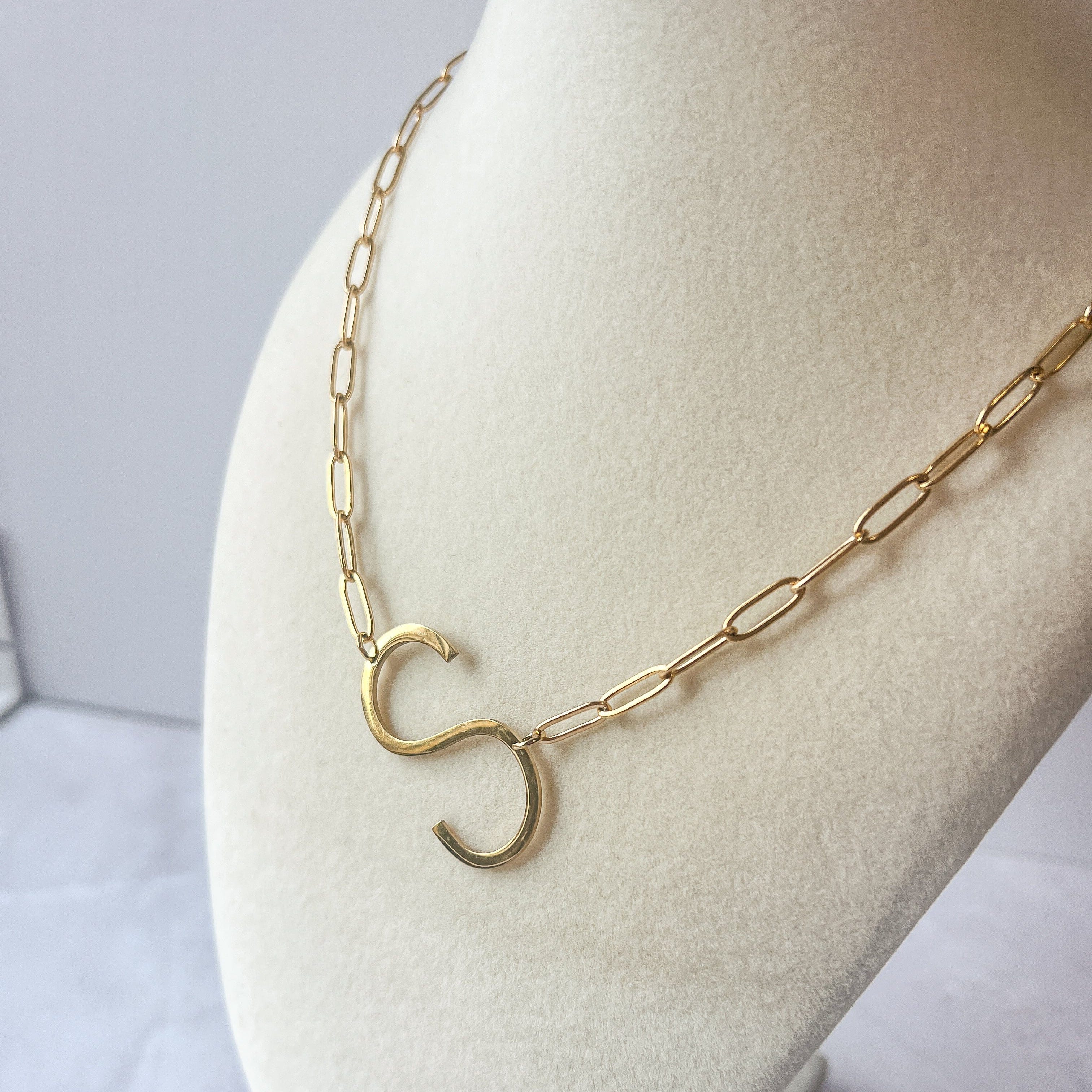 FIONA GRACE Necklaces The Sideways Initial Necklace – Waterproof 18K Gold