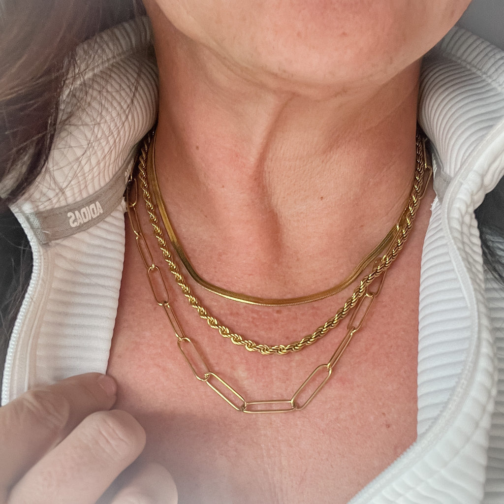 FIONA GRACE Necklaces The Stella 3 Piece Gold Necklace Stack