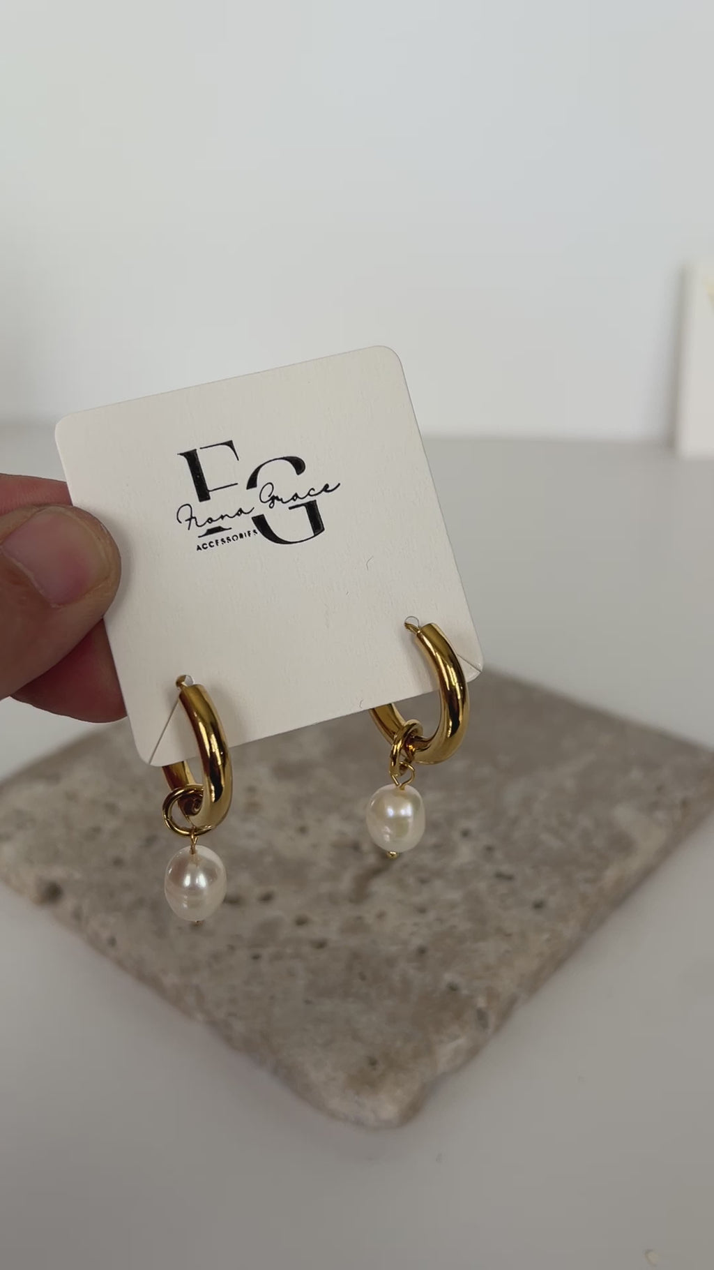 Gold Hoops With Hanging Pearl Huggies 2 In 1 Earrings- Waterproof