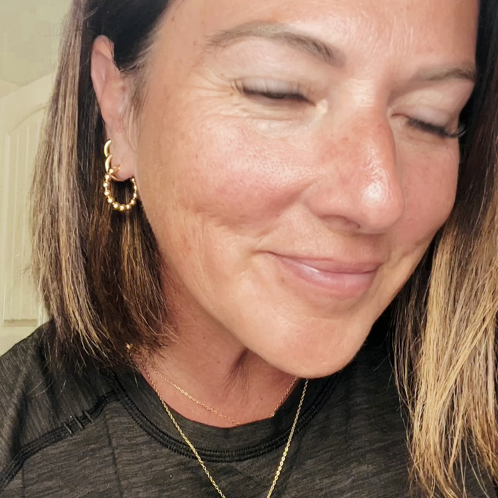 Beaded Gold Hoop Earrings, 18K Gold