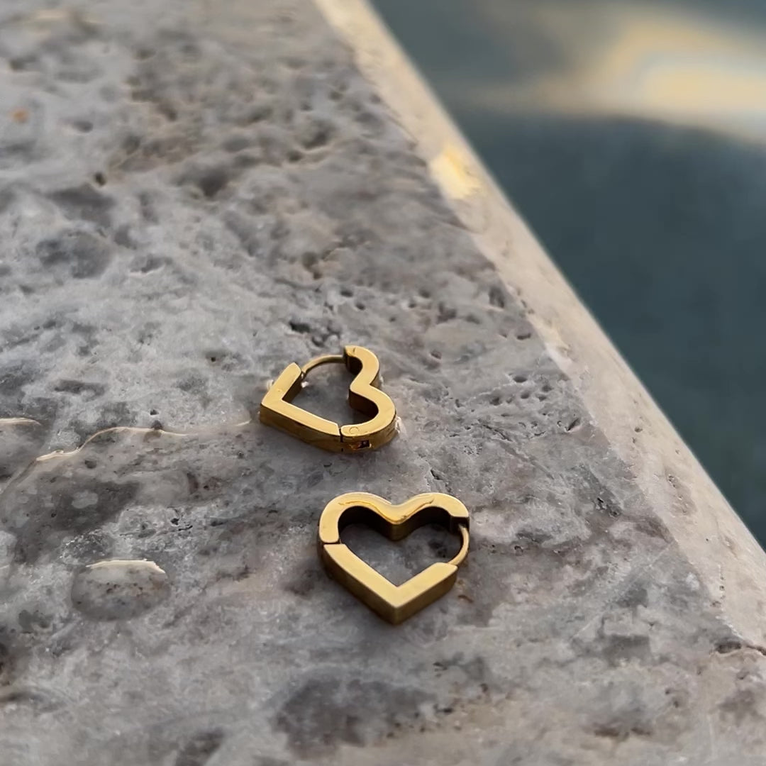 Chunky Heart Huggie Earrings